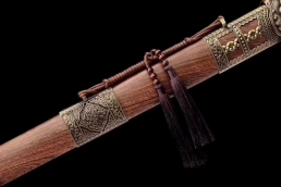 鸡翅木永乐剑锰钢六面双半槽|龙泉宝剑|高碳钢
