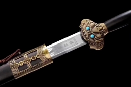 乌木永乐剑锰钢六面双半槽|龙泉宝剑|高碳钢