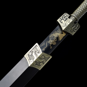 金属鞘云龙发黑汉剑|汉剑|碳钢|金属鞘金属柄 未开刃