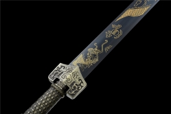 金属鞘云龙发黑汉剑|汉剑|碳钢|金属鞘金属柄 未开刃
